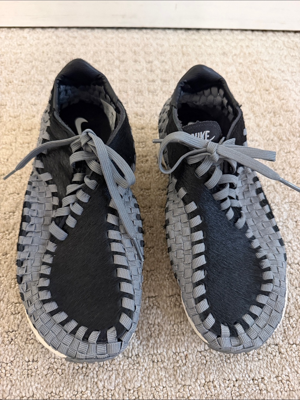 Nike Air Footscape Woven Black Smoke Grey Sneaker NWOT Size 5.5 - Faux Fur, Y2K